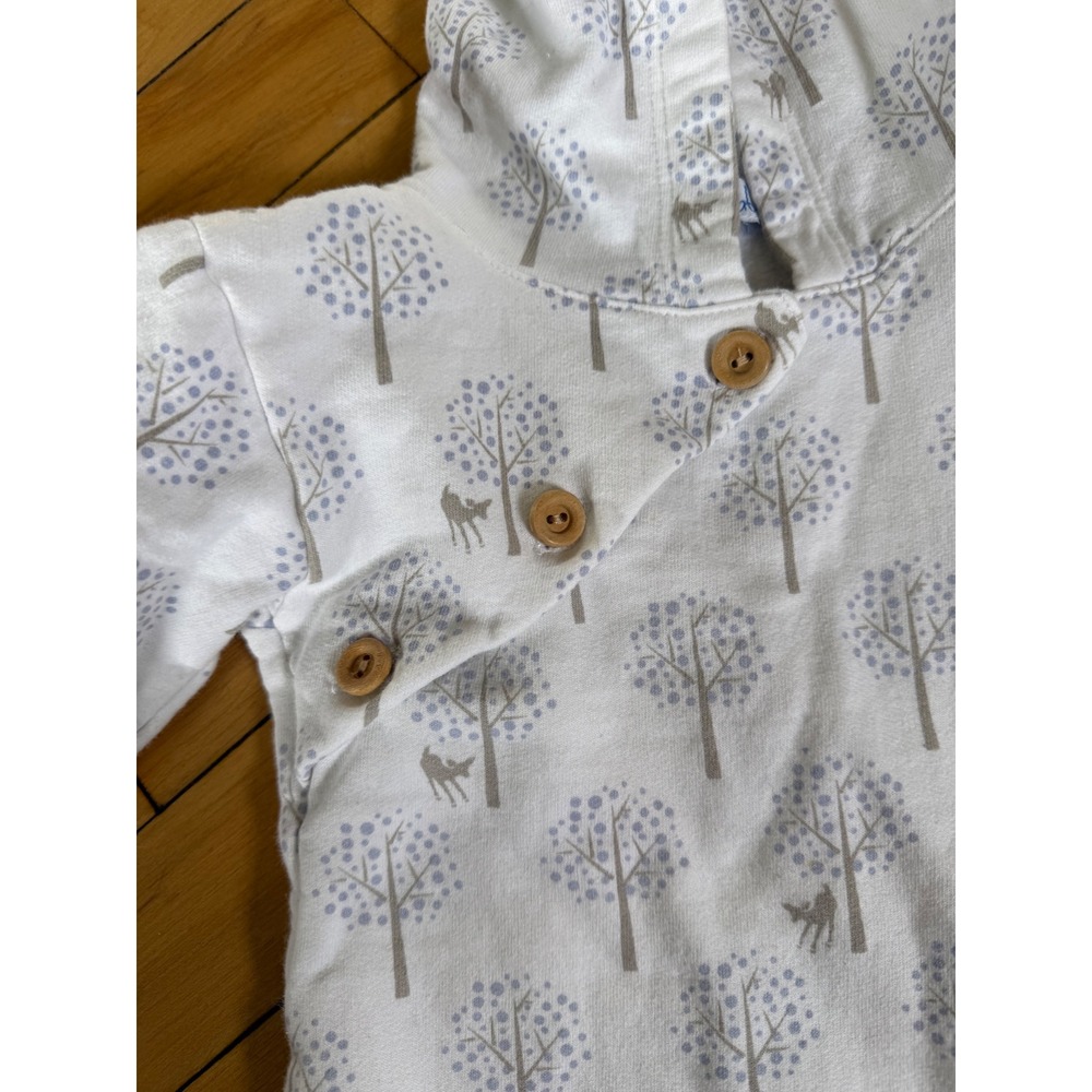 Feather Baby hooded with bear ears one piece trees and deer print cotton - Picture 4 of 6